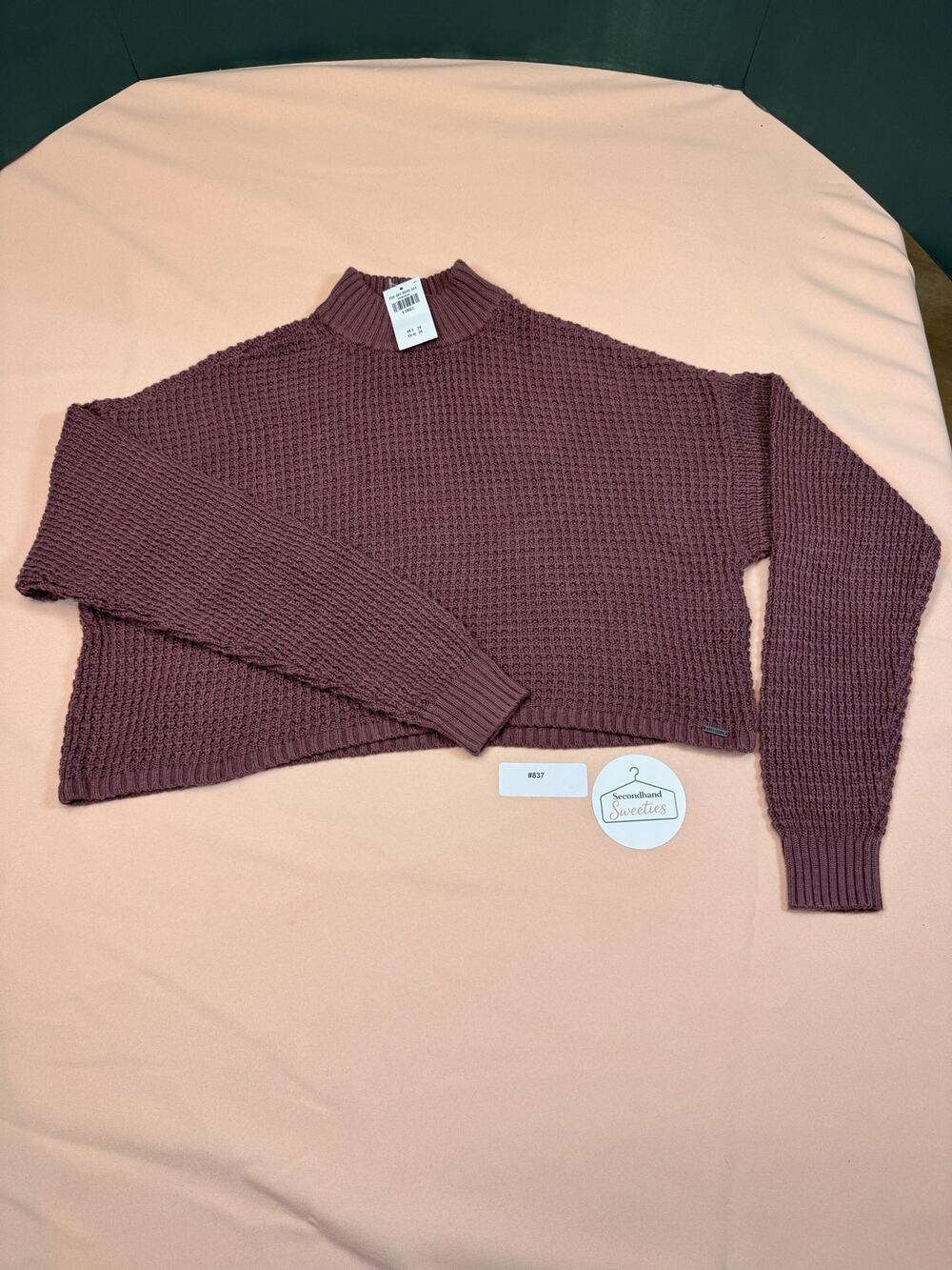 Hollister Waffle Knit Cropped Sweater  Mock Neck Women's XS NWT SKU #837